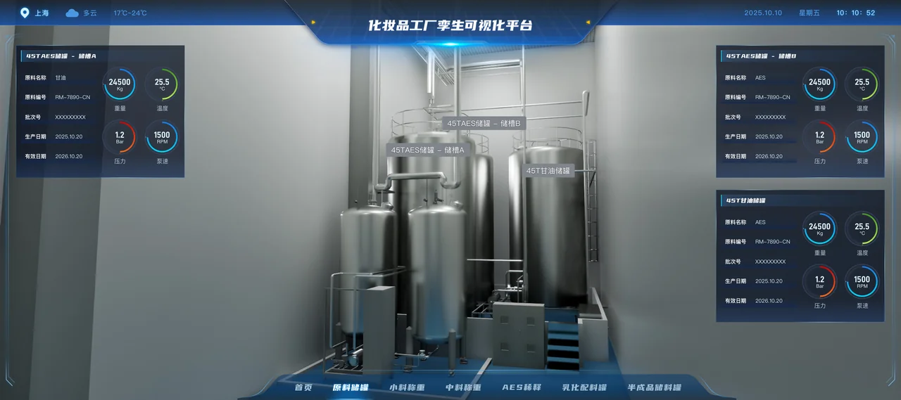 数字孪生设备与工艺信息界面