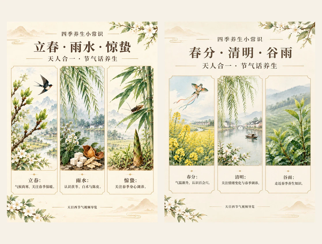 中医项目节气主题展板视觉素材